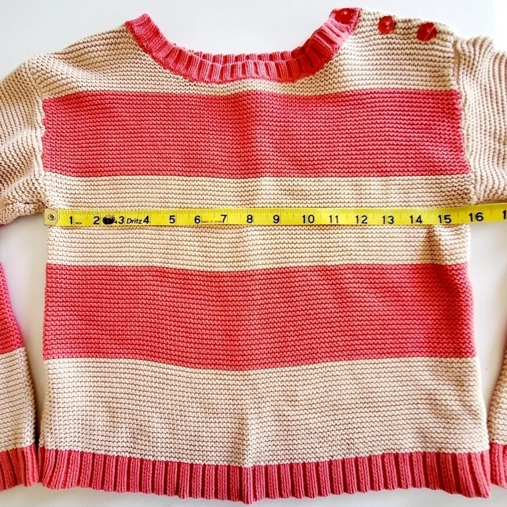 Gap Kids Knit Striped Sweater Coral Cream Size XXL (14-16)